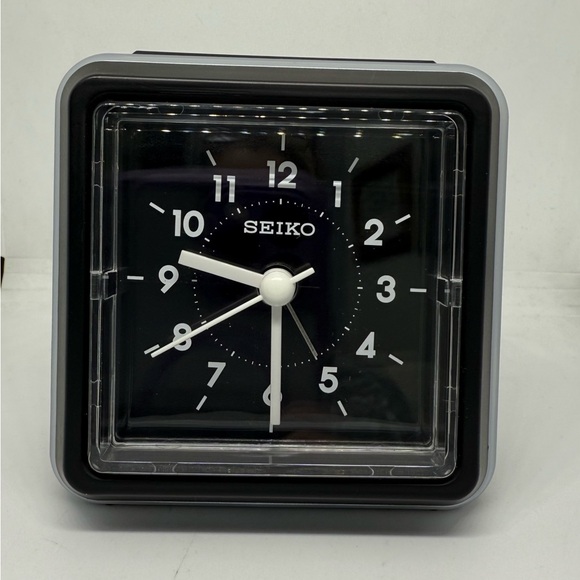 Seiko Black and White Square Clock with light up display - Picture 1 of 3
